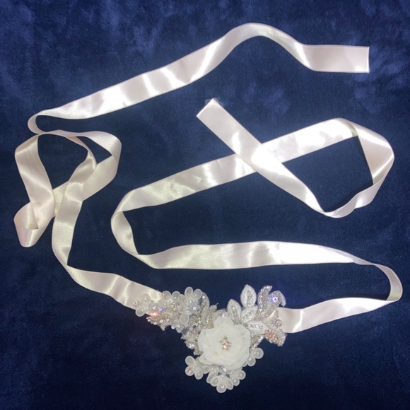 Beaded Floral Bridal belt main image 7